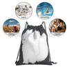 Mochila Simplista Kitsune-Branco com Sacos de Cordão Azul Saco de Ginásio Impermeável Kitsune Foxes Bonito Japão Japonês