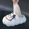 Slipper White Cow Babi Slippers Children Winter Fur Flip flops Funny Cartoon Kids Shoes for Girl Boy Waterproof Indoor Fluffy Slippers 231219