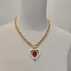 2023 Luxury quality Charm heart shape pendant necklace with red diamond in 18k gold plated have stamp box PS7520A219x