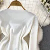Kadın Sweaters Kore Moda Sevimli Süvari Kadınlar 2d Çiçek Örme Uzun Kollu O yakalı Kadın Zarif Bayanlar Sonbahar Pullu Dropship