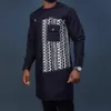 ملابس عرقية Summer Dashiki Suits Men Shirt مطرزة Kaftan Long Sleeve Top و Disual Pants 2 قطعة MAN MAN SET M-4XL 231218