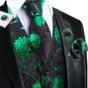 Mäns västar Hi-Tie Claasic Paisley Silk Mens Black Purple Red Blue Green Waistcoat Tie Hanky ​​Cufflinks Brosch Set Wedding Business