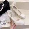 Scarpe eleganti da donna Calzature estive Punta quadrata Bianca per le donne 2023 Piattaforma Tacco alto super Gotico Stile giapponese Lolita Tacchi Young E