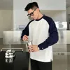 Men's Hoodies American Hem Split Round Neck Sweatshirts For Autumn Casual Long Sleeved T-shirt Button Cuffs Design Pullover Tops