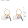 Dangle Chandelier Fashion Pendientes de perlas blancas Mujeres Azules del ojo Evil Pendientes Gold Color Circle Eardrop Dangle Femenino Fiesta de joyas Lucky Giftl231219