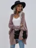 Women's Knits In Women Cardigan Casual Solid Loose Fit Bat-wing Sleeve Long Cuff Tightened Knitted Holiday Sweaters Cropped