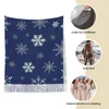 Scarves Women's Scarf With Tassel Snowflakes Winter Christmas Large Warm Shawl Wrap Cartoon Snow Xmas Daily Wear Cashmere