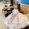 Robes de fille Vêtements pour enfants Nouvelles filles d'été à manches courtes Robe avec nœud Enfants Robes de princesse Lolita Robe de bal bouffante en maille pour bébé