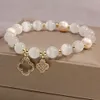 New Arrival Designer Jewelry Four Leaf Clover Healing Crystal Natural Stone Opal Bead Bracelet for Women