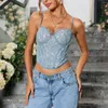 Kvinnors tankar Suninheart Lace Summer Pink Corset Top Women Sexig BodyCon Crop med kuddar Kvinnlig blus hög kvalitet