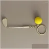 Keychains & Lanyards Keychains 12Pcs/Lot Alloy Key Chains Colorf Golf Ball Brassie Five Color Mtiple Casual Sporty Style Men Women Key Dh8E5