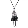 Pendant Necklaces 1pcs Mixed Color Crystal Necklace Cute Girl Puppet 9 2cm Bling Sequins 69cm For Women Jewelry 32L35