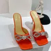 Exquisite high heels sandals Beach slippers Dress shoes Elegant crystal square thin with Mach & Mach advanced sense of solid color multi-color match