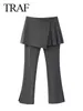 Spodnie damskie Spring Women Fashion spodnie solidne, szczupłe plisowane spódnica nakładka długa kobieta Wild High Street Females Culottes