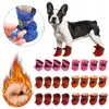 Vêtements de chien hiver chaud chaussures pour animaux de compagnie bottes mignonnes neige marche chiot anti-dérapant pied protecteur fournitures 4 pièces/ensemble