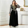 Ethnic Clothing Ramadan Eid Mubarak Evening Dresse For Women Veet Abaya Dubai Turkey Islam Pakistan Arabic Muslim Long Dress Kaftan Dr Dhtz9