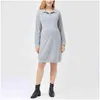 Maternity Dresses Women Pregnancy Dress Round-Neck Solid Color Long Sleeve Breast-Feeding Nursing Robe Drop Delivery Baby Kids Supplie Otpli