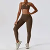 Ensembles actifs Vêtements de yoga Athletic Wear Women Sportswear High Waist Leggings et Top Two Piece Set Gym TrackSuit Fitness Tentime