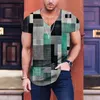 Men's T Shirts Retro Street T-shirt Personalized Mosaic Printed Low-key Luxury Connotation