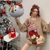 Damenpullover, Weihnachts-Schneemann-Cartoon-Pullover, dreidimensionales Muster, süßer, lockerer Pullover, warm, lässig, gestrickt, Stickerei, Pull-Pullover