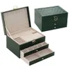 Cajas de joyería de 3 capas para mujer, caja organizadora de PU, collares, pendientes, anillos, soporte de exhibición, regalo de gran capacidad L221021273D