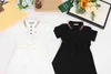 New girl dress Solid color kids designer clothes Size 100-140 Short sleeved baby skirt Lapel collar toddler frock Dec05