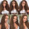 Synthetic Wigs Chocolate Brown Deep Wave Lace Front Wig 13x4 HD Human Hair For Black Women Curly Pre Plucked 231219