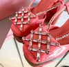 Sandalias de tacón grueso de diseñador para mujer, sandalias de cuero genuino con punta de diamantes de imitación, marca italiana, Vintage, para fiesta, Mary Janes