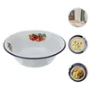 Dinnerware Sets Enamel Basin Soup Serving Deepen Noodle Bowl Round Decorative Tray Candy Plate Pan Chinese Containers