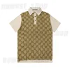 Polos pour hommes Summer 2024 T-shirt de créateur de revers T-shirt T-shirt LETTRE Classique à manches courtes Khaki Blue Patchwork Gold Button Coton Coton Tshirt Tee Tops Shirt Ee Ops