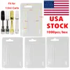 USA Stock Kunststoff-ClamShell-Hüllen 1 ml 0,8 ml Vape-Kartuschen Verpackung Blisterpackung Karren Klarer PVC-Aufhänger Zerstäuber Paket Benutzerdefinierte Logo-Karte E-Zigaretten 1000er-Box