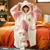 Indumenti da notte da donna 2023 addensare caldo corallo pile autunno inverno donna pigiama con cappuccio set dolce carino femminile Homewear vestiti per la casa