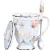 Ensemble tasse à thé, couvercle et cuillère, tasse à café en porcelaine fine Royal, 11oz, tasses à thé bleu clair, cadeau pour femmes, coffret cadeau pour maman, 313p