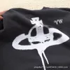 Designer Viviene Westwoods Hoodie Viviennewestwood vw nisch Saturn Splash Ink Loose Plysch rund hals långärmad hoodie järngrå 2023 Autumnwinter Ny live bred