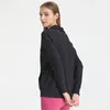 LL101 con logo risvolto a coste felpa per abbigliamento sportivo autunnale e invernale top da yoga da donna