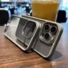 豪華なハイブリッドソフトバンパーハードアクリルケースiPhone 15 15 14 13 12 11 Pro Max Metal Lens Ring Shockproof Armor透明カバー