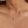 펜던트 목걸이 Danity Cubic Zirconia Cross Neckalce for Women Stainles Steel Chain 조절 가능한 231219