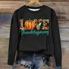 Women's T Shirts Thanksgiving Love Sweatshirt Clothes Pumpkin Outfit Halloween Crewneck Cute Fall Female Tops