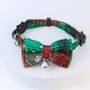 Dog Apparel 2023 Christmas Bowknot Cat Small Collar With Bell Plaid Snowflake Adjustable Breakaway Pet Puppy Kitten Buckle Necklace