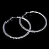 Hoop & Huggie Fashion Ladies 50mm Bridal Silver Color Crystal Diamante Rhinestone Round Earrings For Women Wedding Prom Accessorie264o