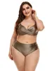 Usar novas mulheres tamanho grande maiô de duas peças conjunto biquíni sexy com decote em v fatos de banho maillot de bain femme xl4xl