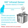 Cat Bowls Feeders Stainless Steel Fountain With Water Mark Automatic Cats Dispenser Sensor Filter Pet Ultra Quiet Pump Foutain 231218