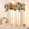 Gold Metal Flower Stand for Wedding Table - Floor Vase Stands for Road Leads Tall Tabletop Centerpiece for Party