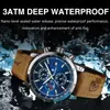 POEDAGAR Luxe polshorloge voor heren Waterdicht Lichtgevend Chronograaf Datum Herenhorloge Sport Leer Heren quartzhorloges Heren reloj 231219