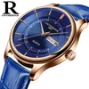 Hoge Kwaliteit Rose Gouden Wijzerplaat Horloge Mannen Leer Waterdicht 30M Horloges Business Fashion Japan Quartz Auto Datum Mannelijke klok 2274Y