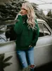 Kvinnors tröjor Kvinnor Pullover Tjock Autumn Winter Clothes Warm Sticked Overized Turtleneck tröja för Green Tops Woman Jumper 231219