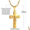 Colares Pingente Grande Colar Cadeia 4 Tamanho 14K Ouro Amarelo Jóias Cristãs Jesus Crucifixo Mens Cruz Pingente Para Homens Drop Delivery Dh3JW