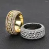 Pierścienie klastrowe Moissanite Diamond kształt Kubańczyka dla mężczyzn S925 srebrny złoto 3 warstwy Hip Hop Goregous Browling Jewelry