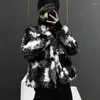 Herenjassen PFNW Imitatiebont Stiksels Kleur Lamswol Koreaanse Mode Herenjassen Tie Dyed Niche Design 2023 Winter Trendy 28W2492