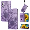 Zonnebloem PU lederen portemonnee hoesjes voor Samsung S24 Ultra Plus A05S A15 A35 A55 A05 Moto Edge 40 Neo G Power 2024 Play G14 G54 G84 Bloem ID-kaartsleuf Cash Flip Cover Pouch